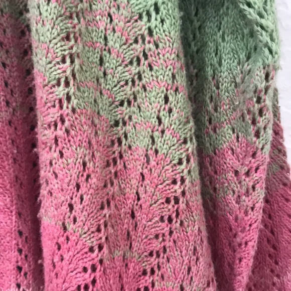 BCBG Max Azria green pink open front cardigan M - Picture 7 of 7